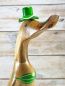 Preview: Strandente mit Bikini aus Bambus mit Badelatschen - grün weiß gestreift / Teak  40 cm