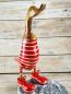 Preview: Laufente aus Bambus mit sneakers - rot weiß gestreift / Teak  40 cm