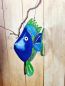 Mobile Preview: Fisch Os grün blau aus Metall zum hängen 35 cm