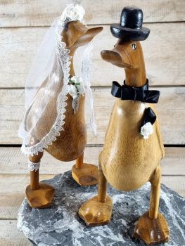 Laufentenset Braut & Bräutigam aus Bambus / Teak  jeweils 30 cm