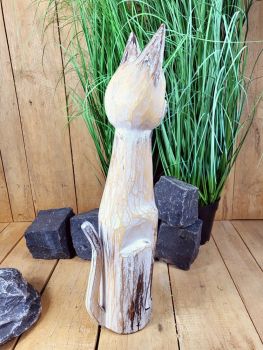 Standkatze washed mit Verzierungen 50 cm / Holz