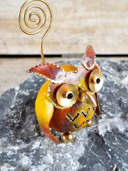 Eule orange -  Geschenkidee für Geldgeschenke, Dekoobjekt  / Metall