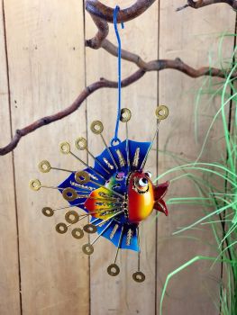 Kugelfisch Pamela # 4, Garten- Bad- Terrassen- Baumdeko / aus Metall zum hängen 20 cm