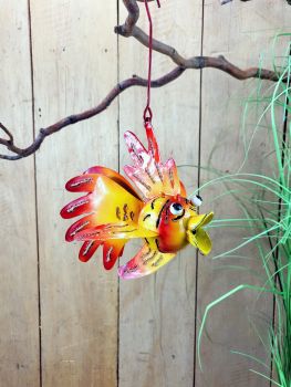 Schleierfisch Pamela # 8, Garten- Bad- Terrassen- Baumdeko / aus Metall zum hängen 20 cm
