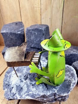 Frosch XL mit Klavier 16 cm / Metall