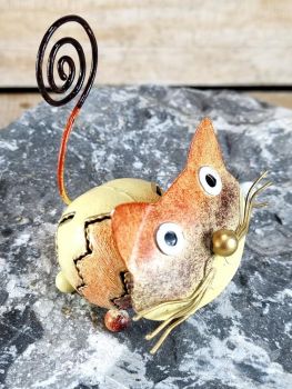 Kater cremefarben mit Spiralschwanz für Karten & Geldgeschenke / Metall