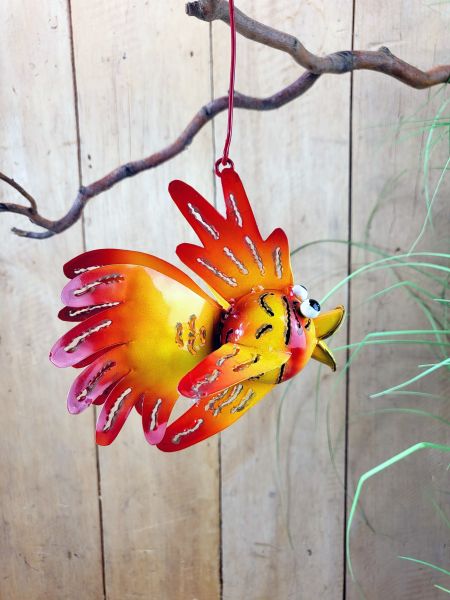 Schleierfisch Pamela # 8, Garten- Bad- Terrassen- Baumdeko / aus Metall zum hängen 20 cm