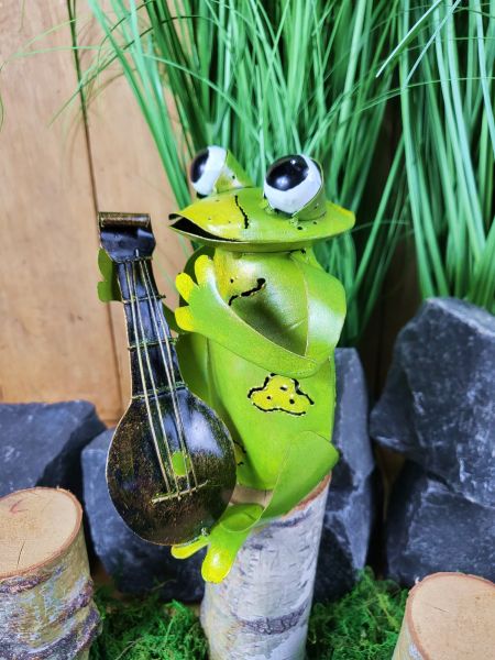 Frosch XL mit Banjo 16 cm / Metall