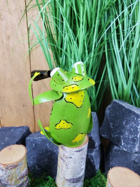 Frosch XL mit Fernglas 16 cm / Metall