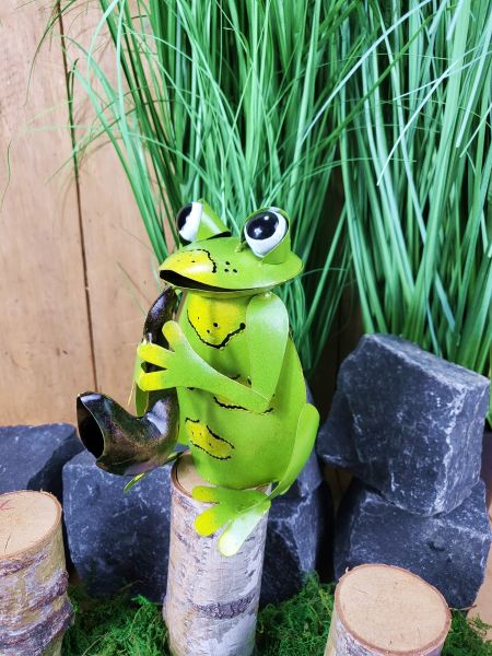 Frosch XL mit Horn 16 cm / Metall