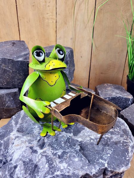 Frosch XL mit Klavier 16 cm / Metall