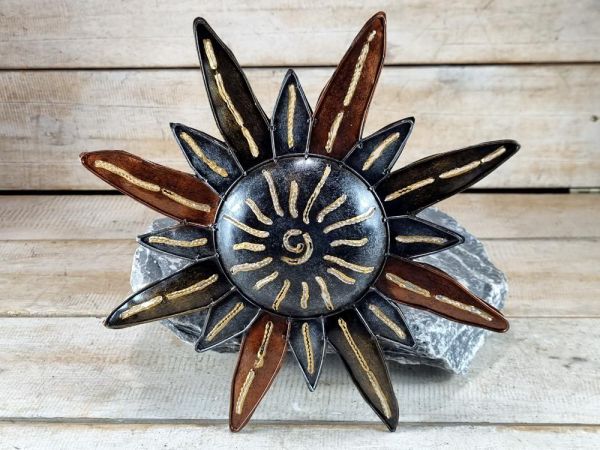 Windlicht Sonne kupfer- silberfarben 28 cm / Metall